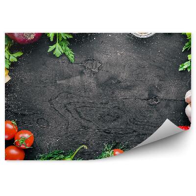 Fototapeta na zeď Zdravé jídlo zelenina červená zelená koření olej