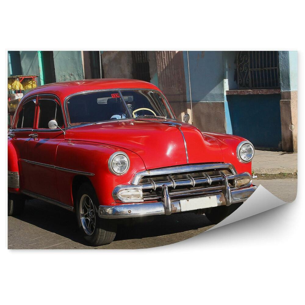 Samolepící fototapeta Historické červené auto na ulici