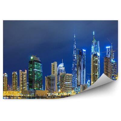 Samolepící fototapeta Mrakodrapy oceán moře budovy noční světlo