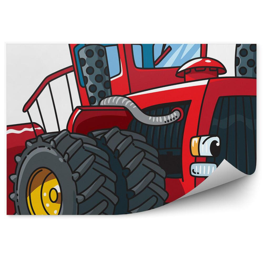 Samolepící fototapeta Usměvavý červený traktor velká kola
