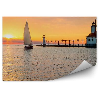 Fototapeta Maják plachetnice voda slunce