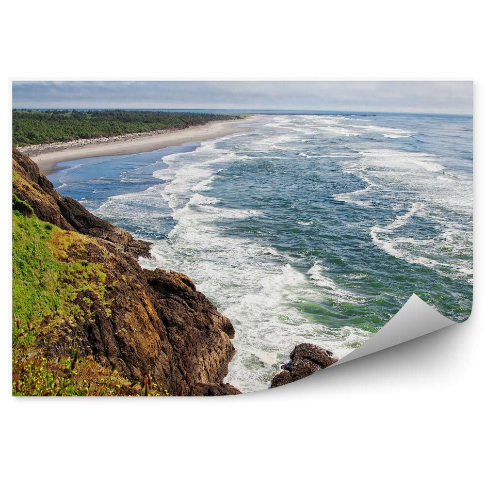Fototapeta Vlny na pobřeží zelené pláže