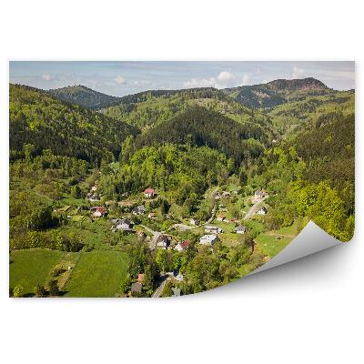 Fototapeta Zelené lesy hory město pohled z ptačí perspektivy