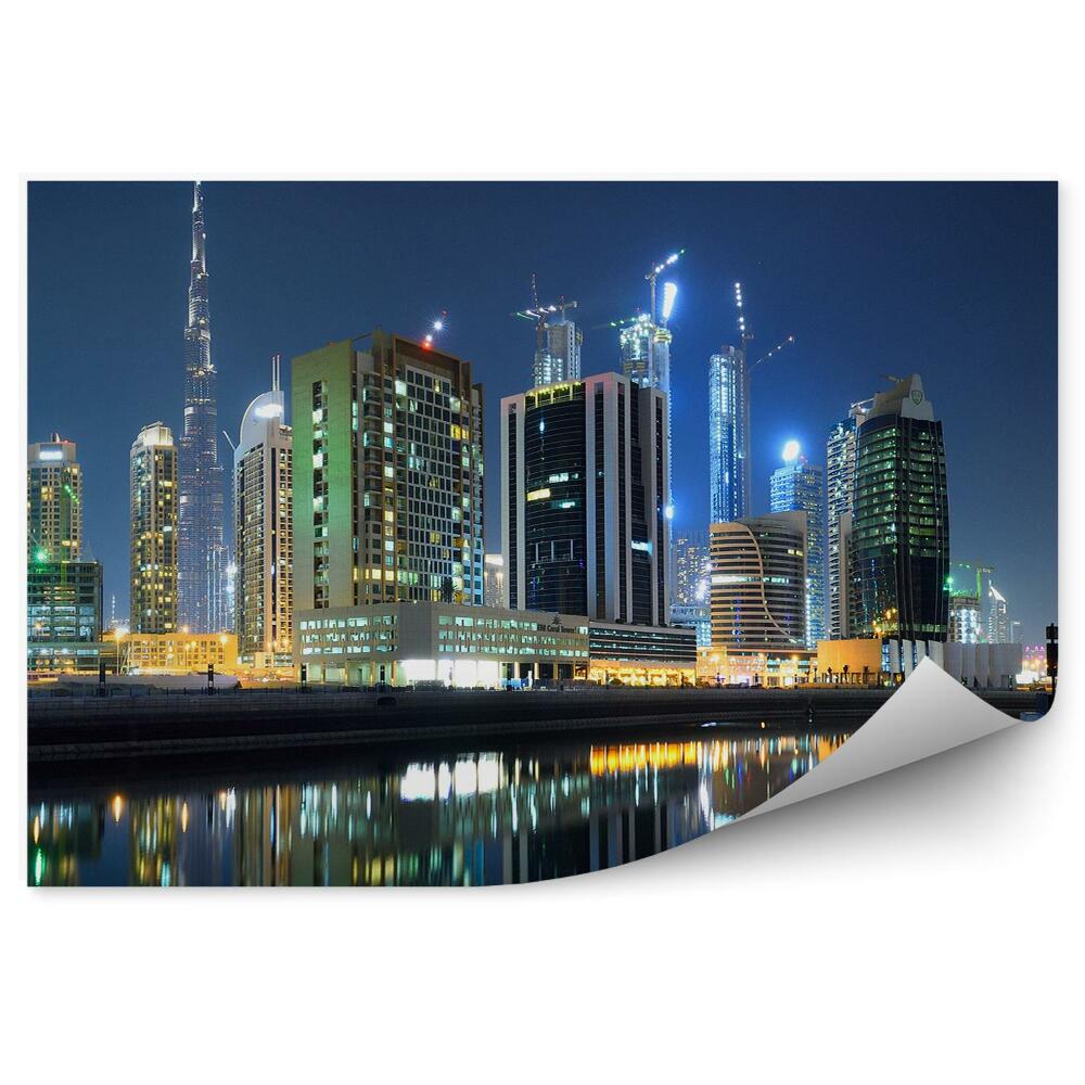 Fototapeta na zeď Dubaj architektura voda odraz noční světlo