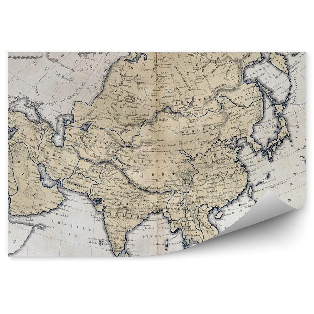Fototapeta na zeď Stará politická mapa Asie z roku 1870