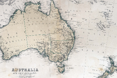 Samolepící fototapeta Mapa Austrálie a Nového Zélandu 1870