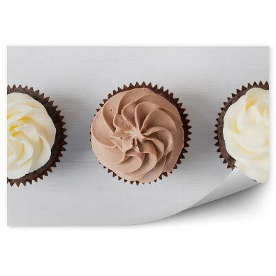 Fototapeta Cupcakes se šlehačkou čokoládové vanilkové dezerty pečené zboží