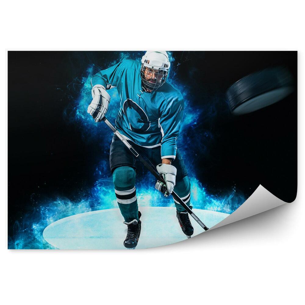 Samolepící fototapeta Hokejistka na ledové ploše s hokejkou