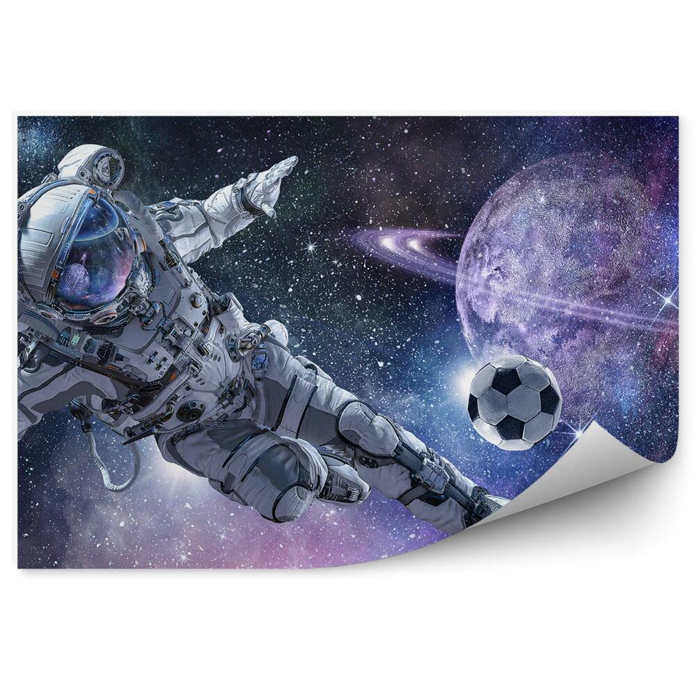 Fototapeta Astronaut fotbal Země družice nebe hvězdy
