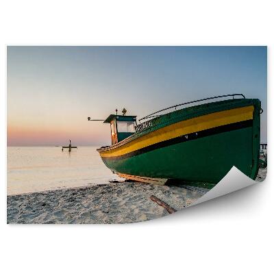 Samolepící fototapeta Sky beach close-up zelené lodi