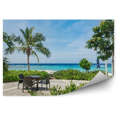 Fototapeta na zeď Panorama moře palmy terasa
