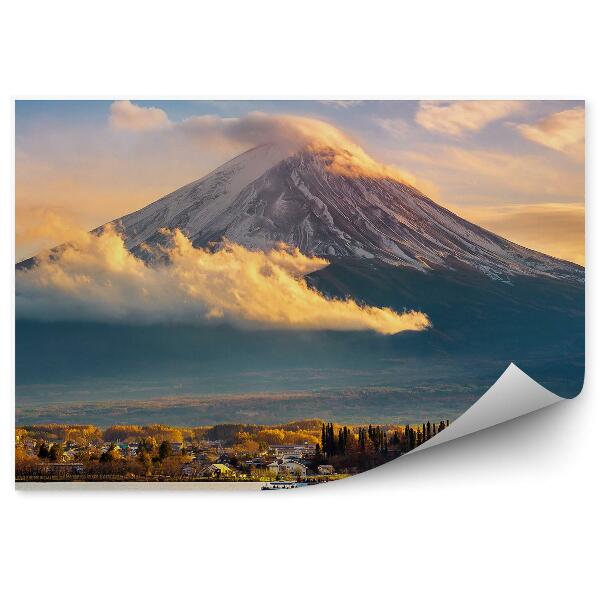 Fototapeta na zeď Mount Fuji západ slunce mlha Jokohama jezero budovy západ slunce