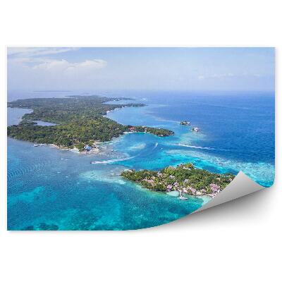 Samolepící fototapeta Ptačí perspektiva domy ostrov Rosario stromy lodě