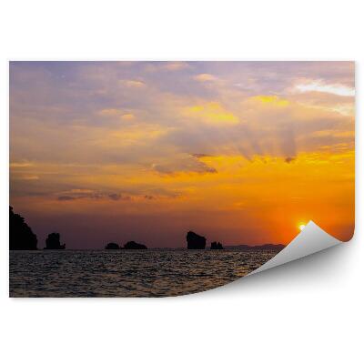 Fototapeta Město jehličnaté stromy zimní sníh západ slunce