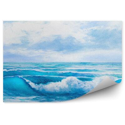 Fototapeta Modrá mořská voda vlny mraky na obloze