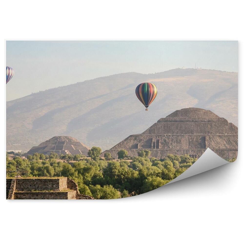 Fototapeta Balón horkovzdušná pyramida Mexiko stromy hory