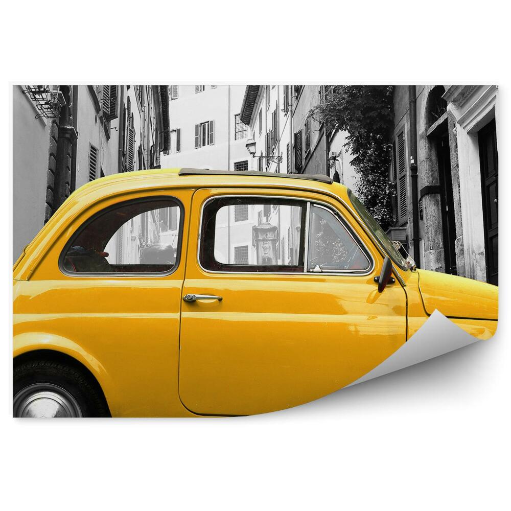 Samolepící fototapeta Žluté retro auto v Římě