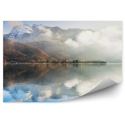 Samolepící fototapeta Jezero Annecy ve francouzských Alpách východ slunce.