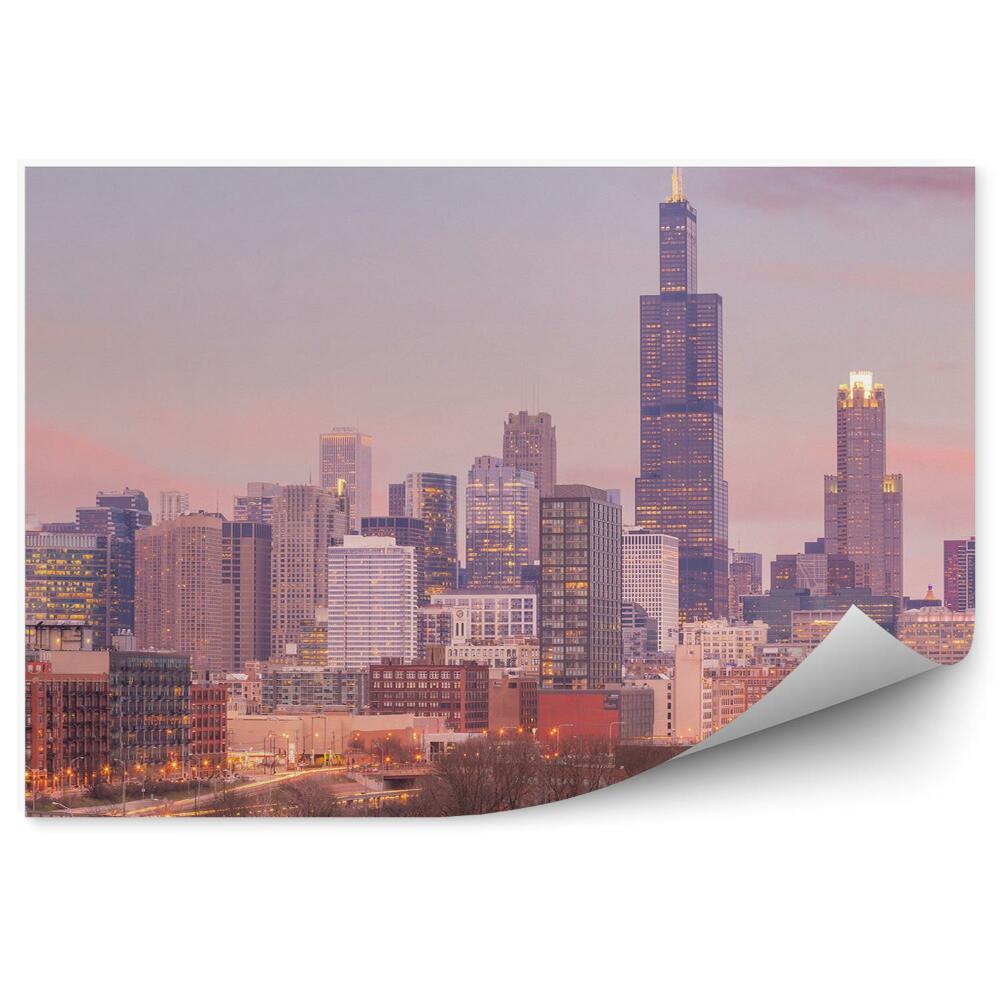 Tapeta Mrakodrapy světla obloha mraky Chicago