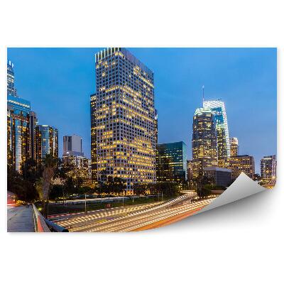 Samolepící tapeta Los Angeles mrakodrapy semafory dálnice