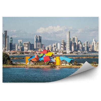 Fototapeta na zeď Mrakodrapy stromy oceán nebe mraky