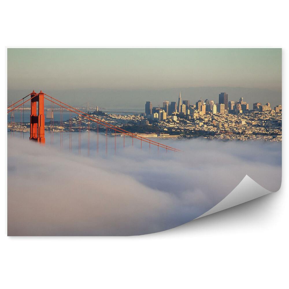Samolepící fototapeta San Francisco Golden Gate Bridge oceán San Francisco ranní mlha mrakodrapy pohled na město