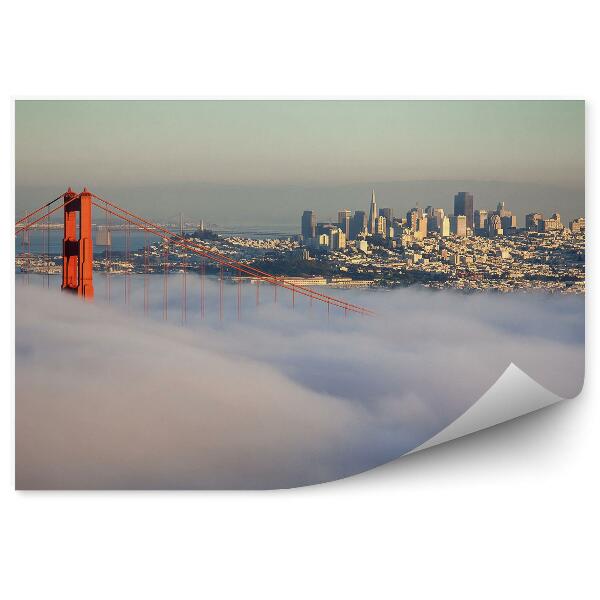 Samolepící fototapeta San Francisco Golden Gate Bridge oceán San Francisco ranní mlha mrakodrapy pohled na město