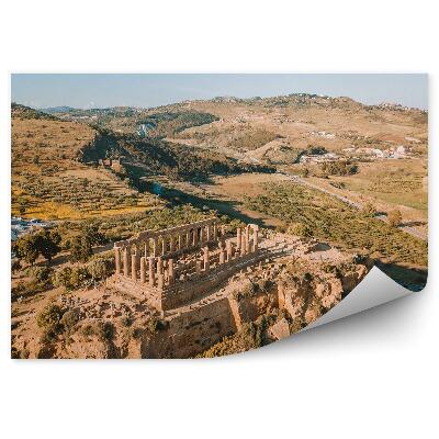 Tapeta Zřícenina Akropole poušť stromy Sicílie hory