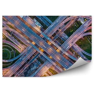 Fototapeta Velká dálniční křižovatka auta provoz