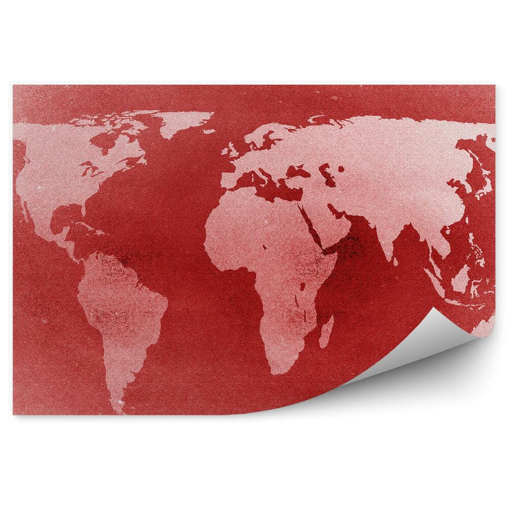 Fototapeta na zeď Vintage mapa světa na červeném pozadí