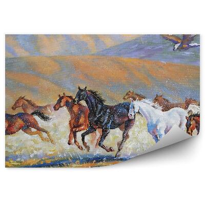 Fototapeta na zeď Orlí pole běžící stádo koní pomalované prachem