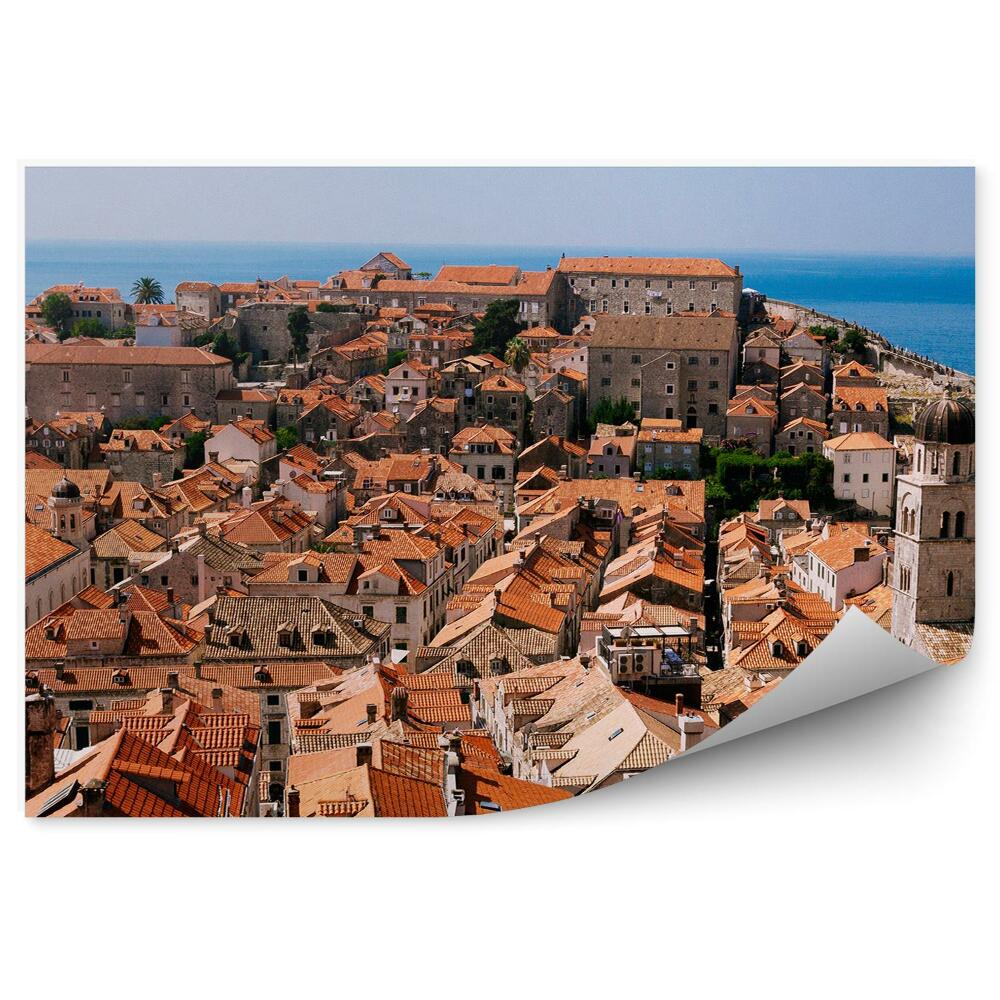 Samolepící fototapeta Pohled z ptačí perspektivy město Dubrovník střechy
