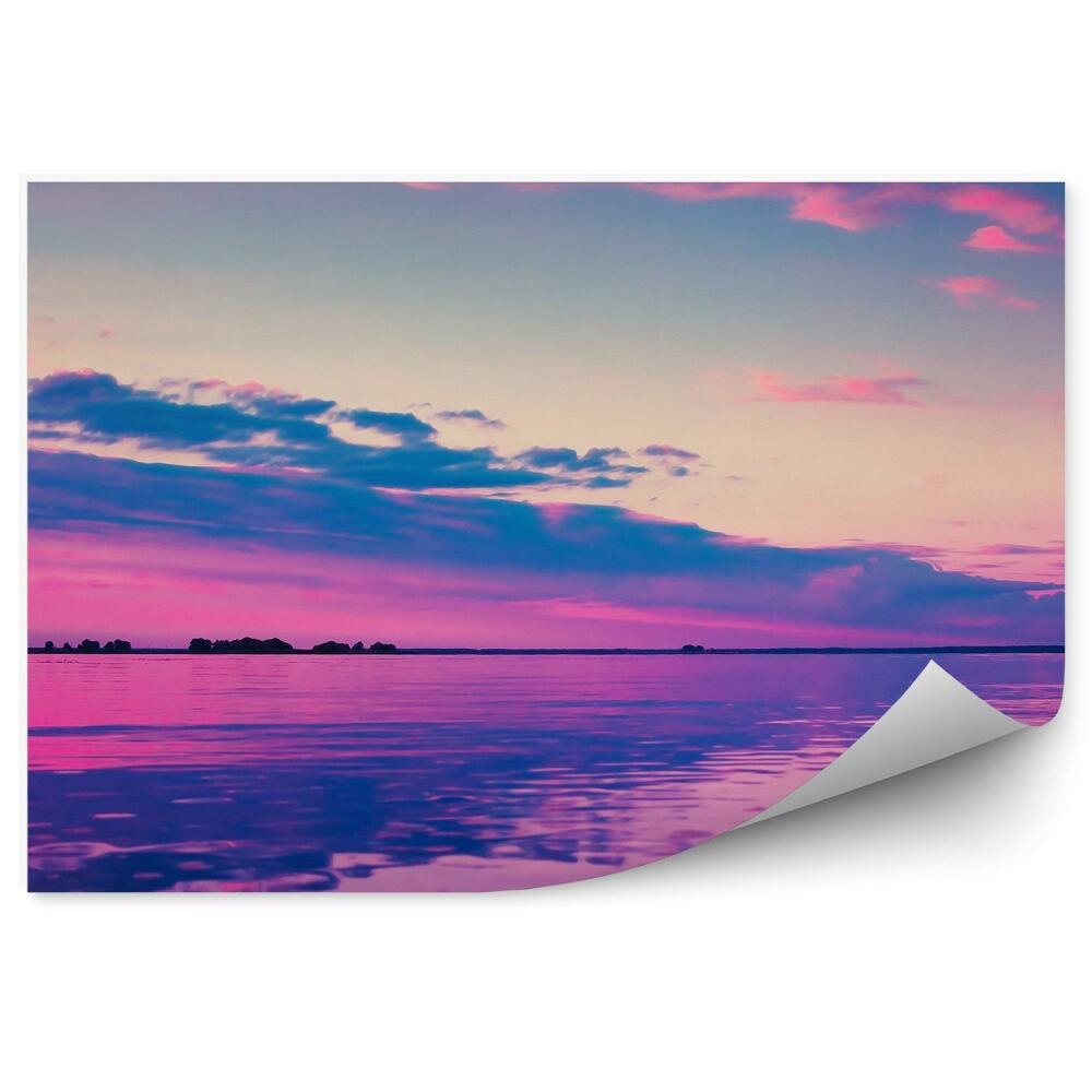 Fototapeta Krásný růžový západ slunce jezero obloha mraky