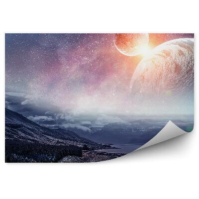 Fototapeta na zeď Planety nebe hvězdy galaxie skály slunce vesmír