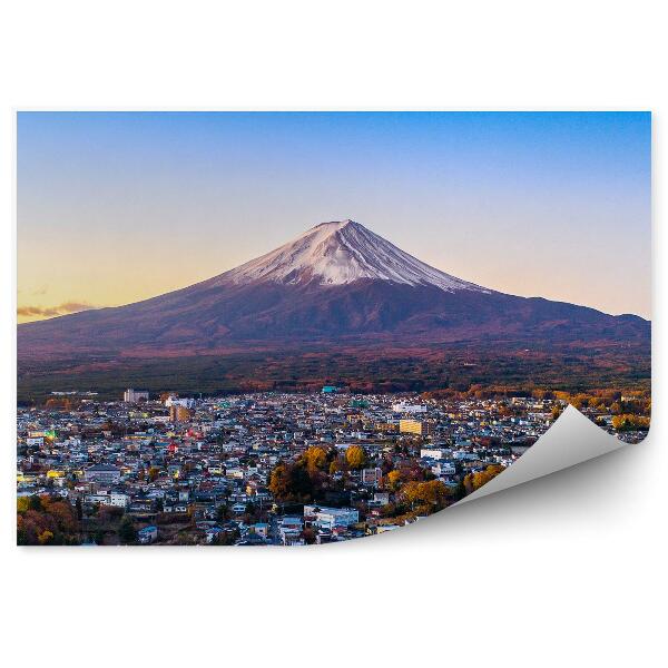 Fototapeta na zeď Yokohama panorama města Mt. Fuji stromy západ slunce