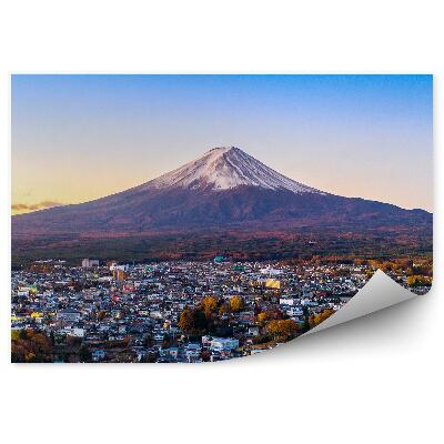 Fototapeta na zeď Yokohama panorama města Mt. Fuji stromy západ slunce