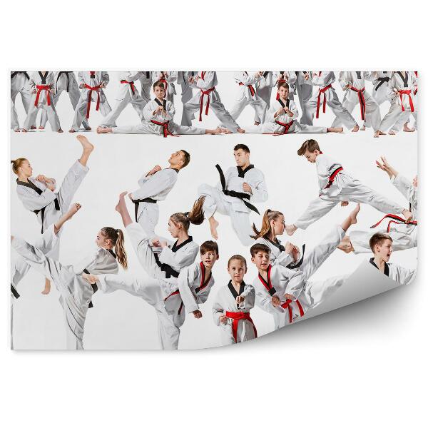 Samolepící fototapeta Dětský trénink karate koláž