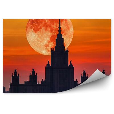 Fototapeta na zeď Budovy měsíc západ slunce obloha