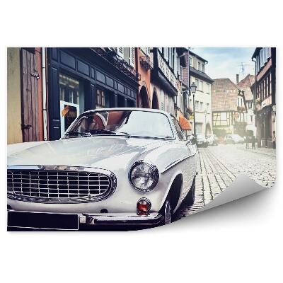 Samolepící fototapeta Městská budova bloky retro auto bílá ulice