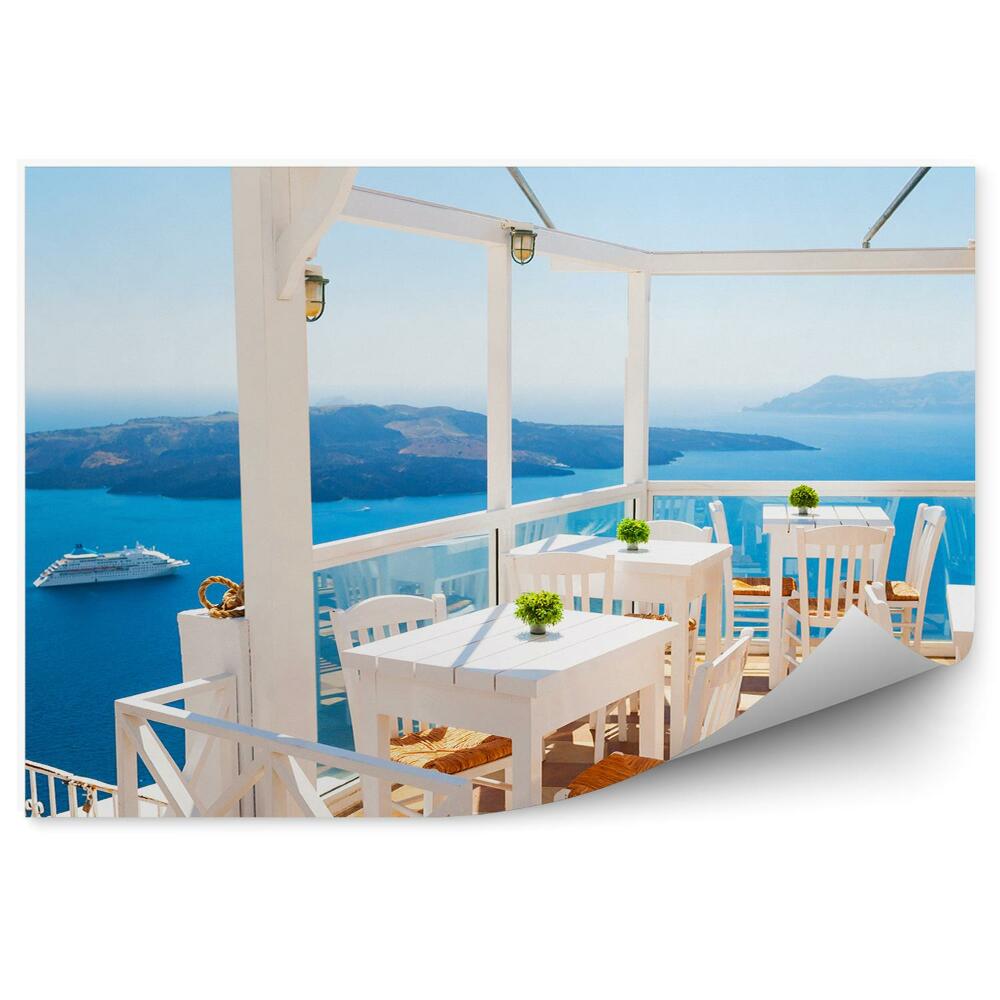 Tapeta na zeď Větrný mlýn Santorini nebe