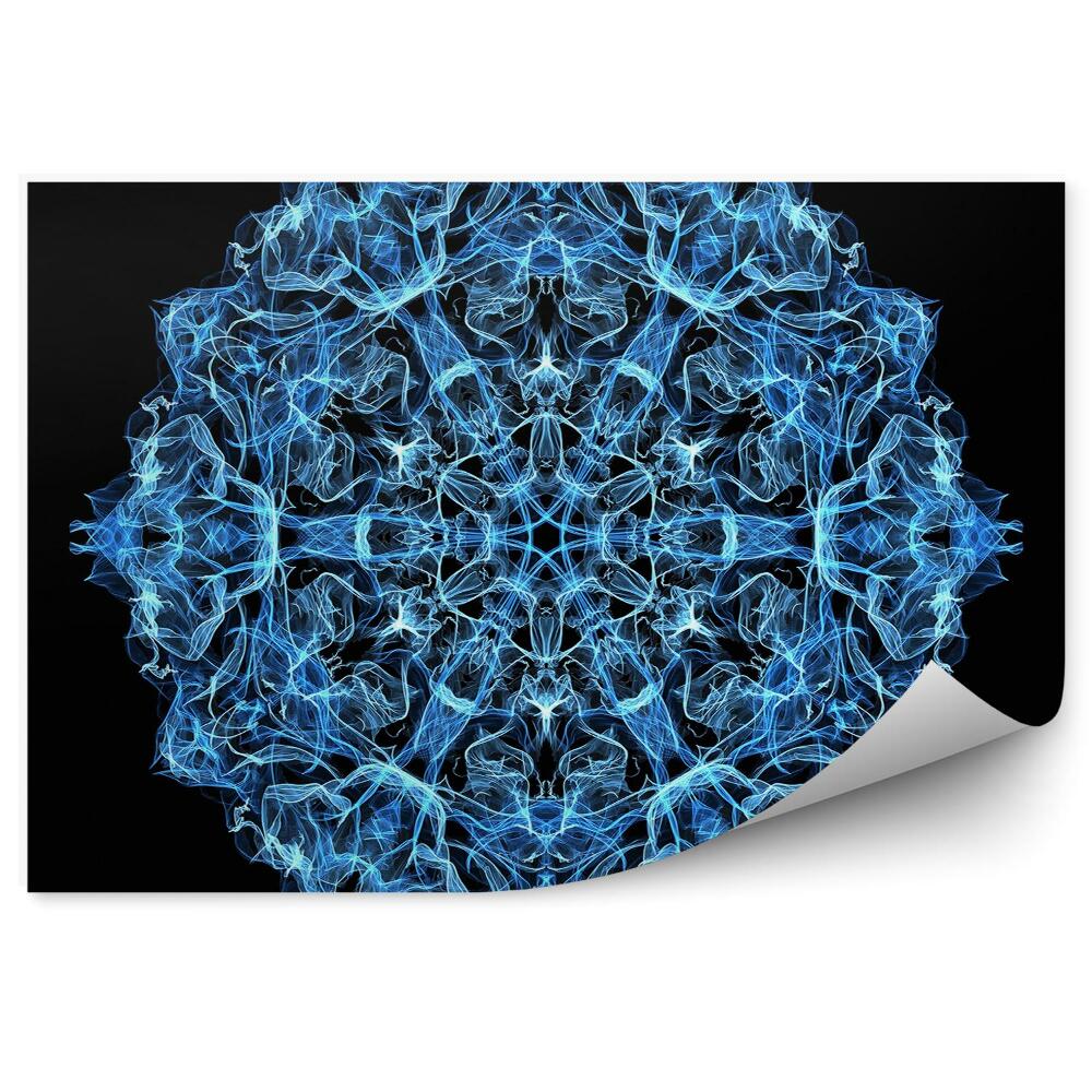 Fototapeta na zeď Mandala modré plameny na černém pozadí