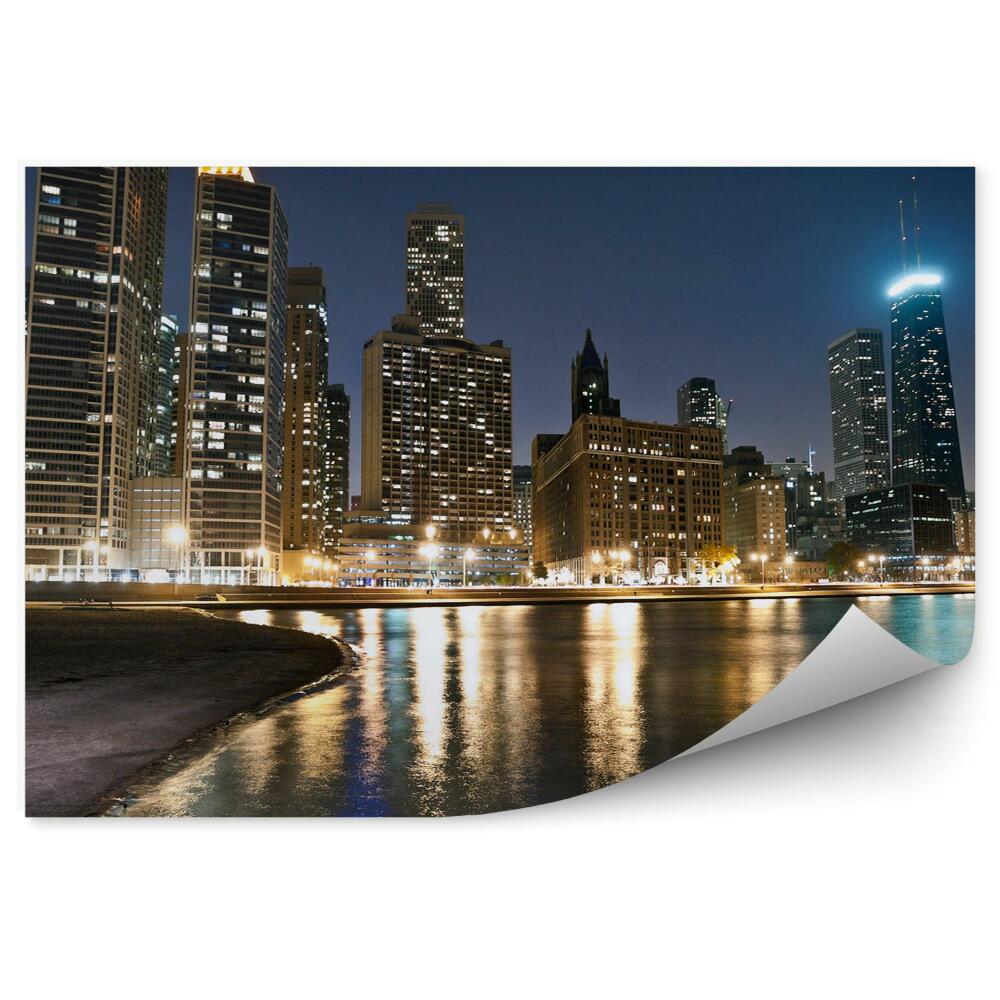 Samolepící tapeta Mrakodrapy světla most Chicago řeka