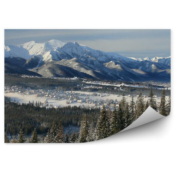 Tapeta na zeď Panorama Zakopané hory sníh zima Tatry