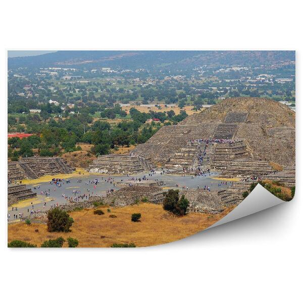 Samolepící fototapeta Pyramidy Mexiko město turisté krajina