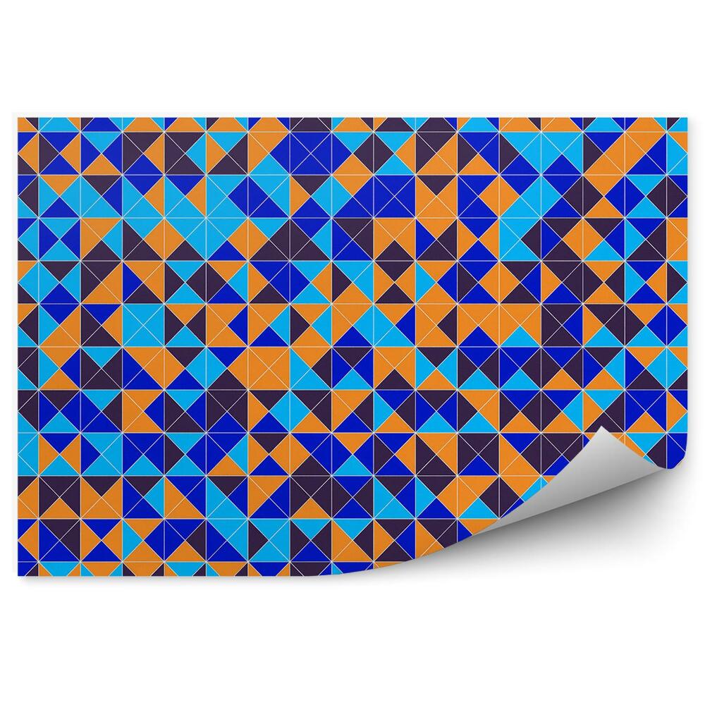 Fototapeta Modro oranžová mozaika geometrické tvary vzor