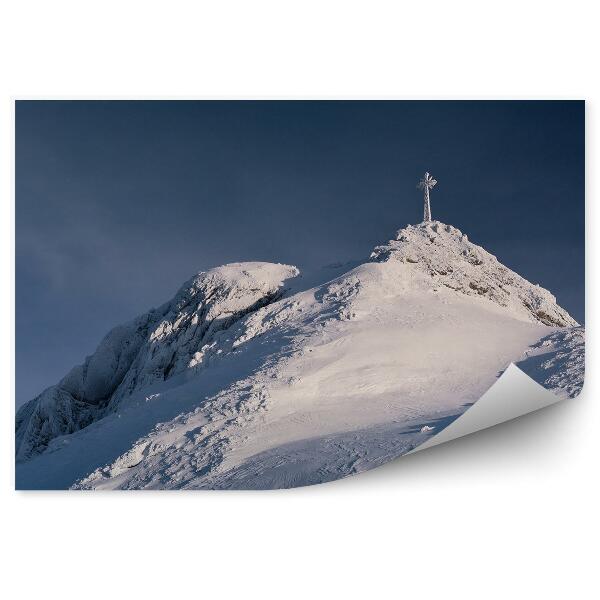 Fototapeta na zeď Giewont peak zimní sněhová obloha Tatranský kříž