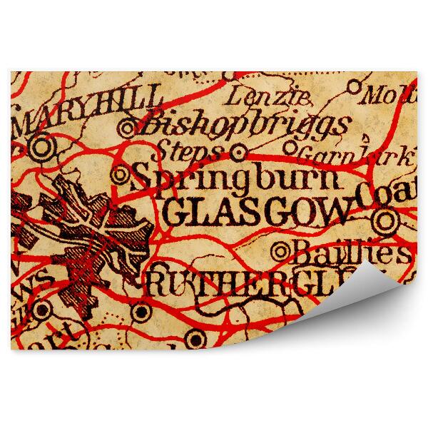 Samolepící fototapeta Glasgow stará mapa