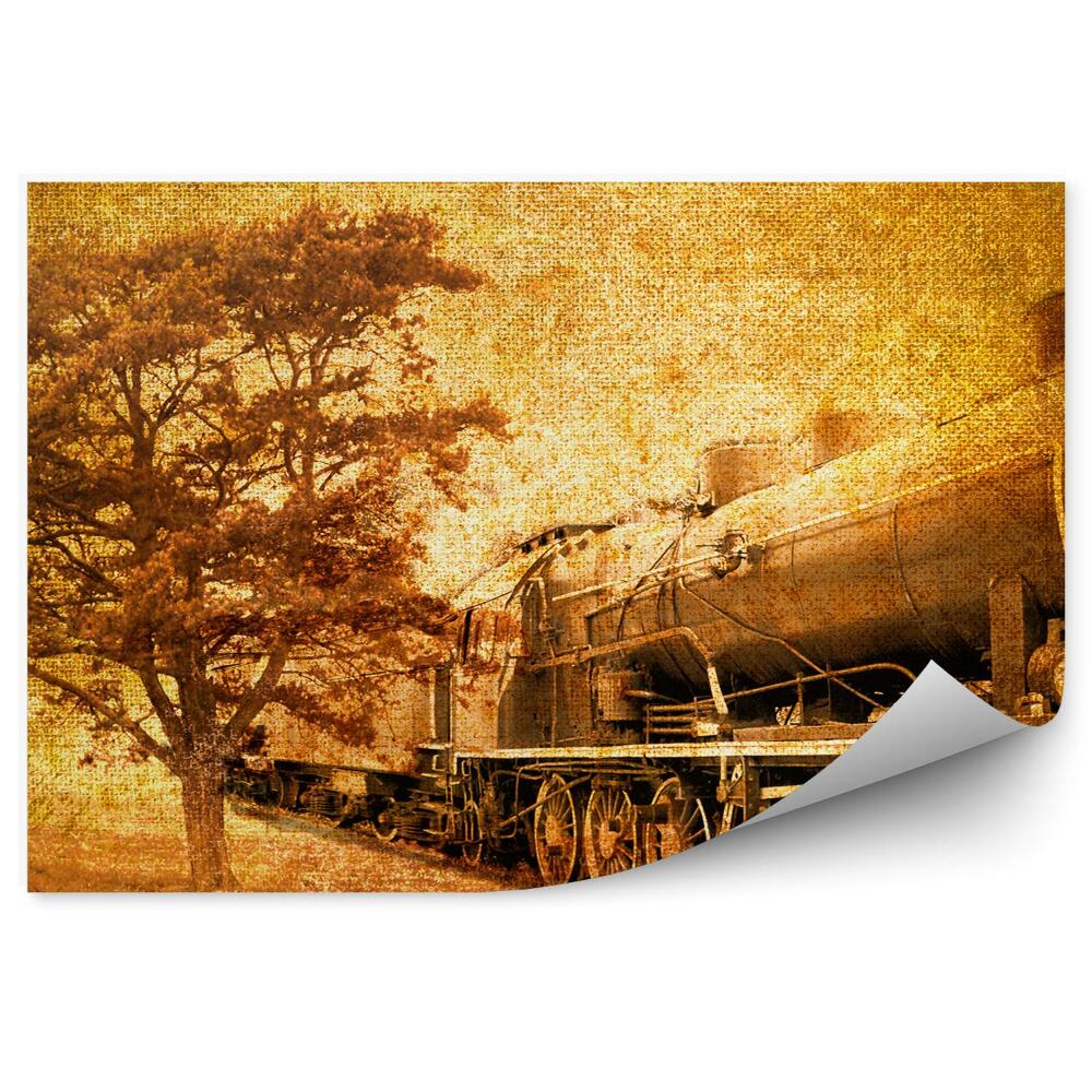 Fototapeta na zeď Historická fotografie starého vlaku vedle stromu