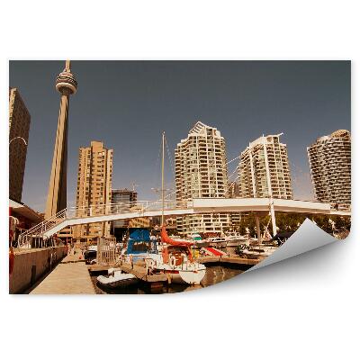 Samolepící fototapeta Molo oceán západ slunce lampy