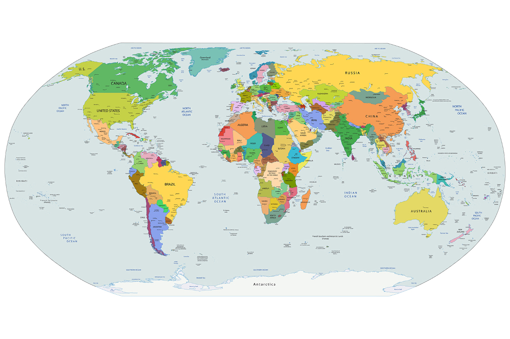 Samolepící fototapeta Politická mapa světa